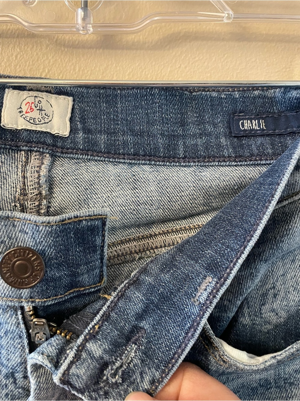 Free People/Citizens of Humanity-Women's Blue Patterned Flare Jeans - Picture 6 of 13